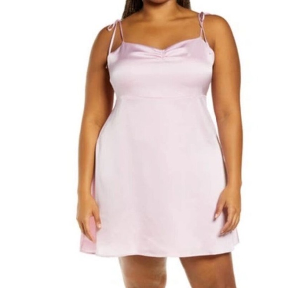 NWT! BP Pink/Lilac Satin Slip Minidress with Adjustable Straps - Picture 1 of 6